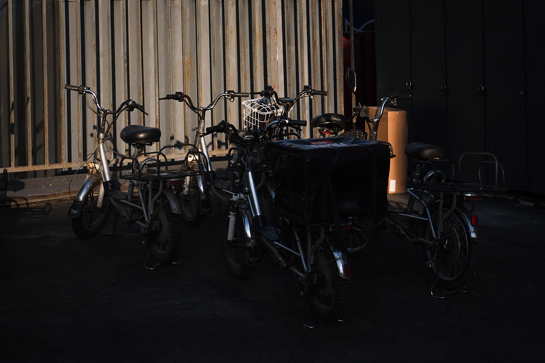 the bikes in the shade