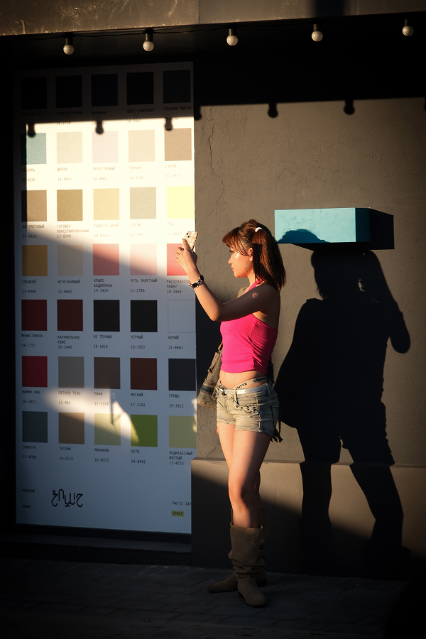 the girl taking a selfie